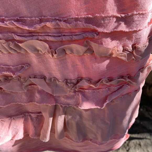 Women's J Crew Sleeveless Dusty Rose Blouse with Ruffles Size Medium - Picture 6 of 7
